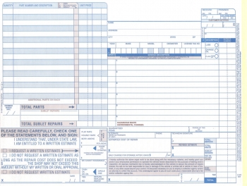 Automotive Repair Estimate Form