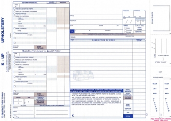 Upholstery Repair Order with Key Tag