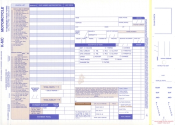 Motorcycle Repair Order with Key Tag